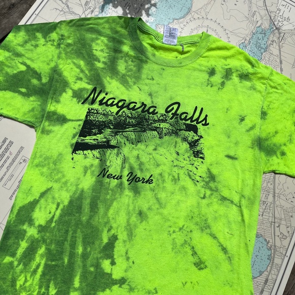 Vintage 80s Neon Niagara Falls Tie Dye Tee Shirt - Picture 1 of 5